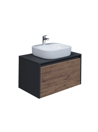 Тумба под раковину в ванной подвесная Grossman СМАРТ-70 см, веллингтон/графит